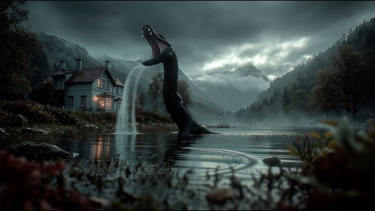 Nessie in loch and house