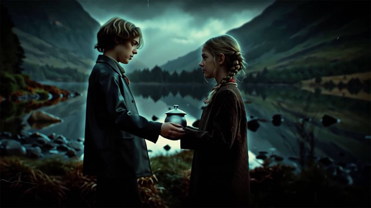 Struan gives Isla the Urn as teenager